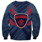 Melbourne Demons Australian Football Sweatshirt Fierce Devil Mascot - Bold Team Colors