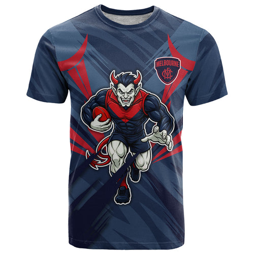 Melbourne Demons Australian Football T Shirt Fierce Devil Mascot - Bold Team Colors