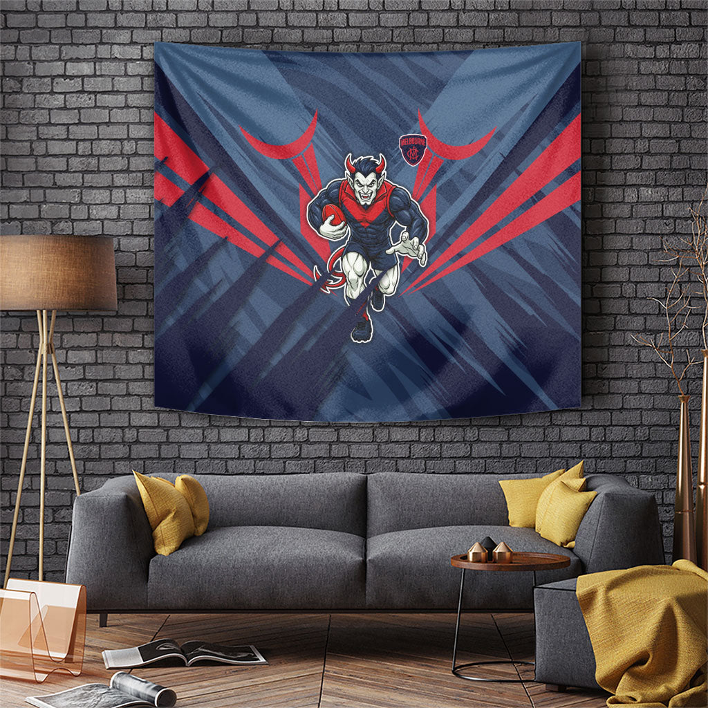 Melbourne Demons Australian Football Tapestry Fierce Devil Mascot - Bold Team Colors