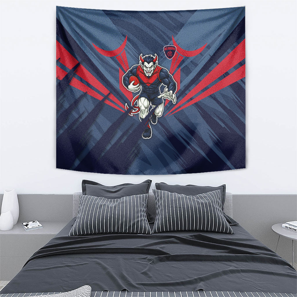 Melbourne Demons Australian Football Tapestry Fierce Devil Mascot - Bold Team Colors