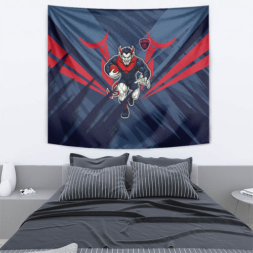 Melbourne Demons Australian Football Tapestry Fierce Devil Mascot - Bold Team Colors