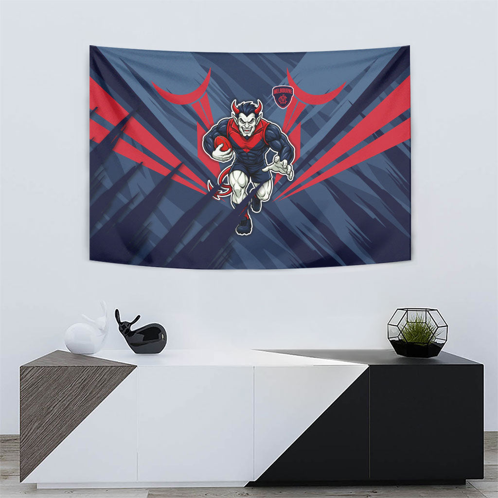 Melbourne Demons Australian Football Tapestry Fierce Devil Mascot - Bold Team Colors