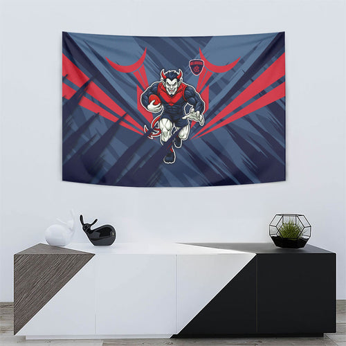 Melbourne Demons Australian Football Tapestry Fierce Devil Mascot - Bold Team Colors
