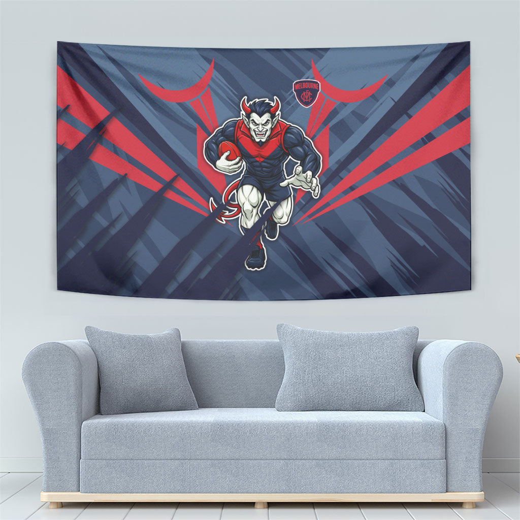 Melbourne Demons Australian Football Tapestry Fierce Devil Mascot - Bold Team Colors