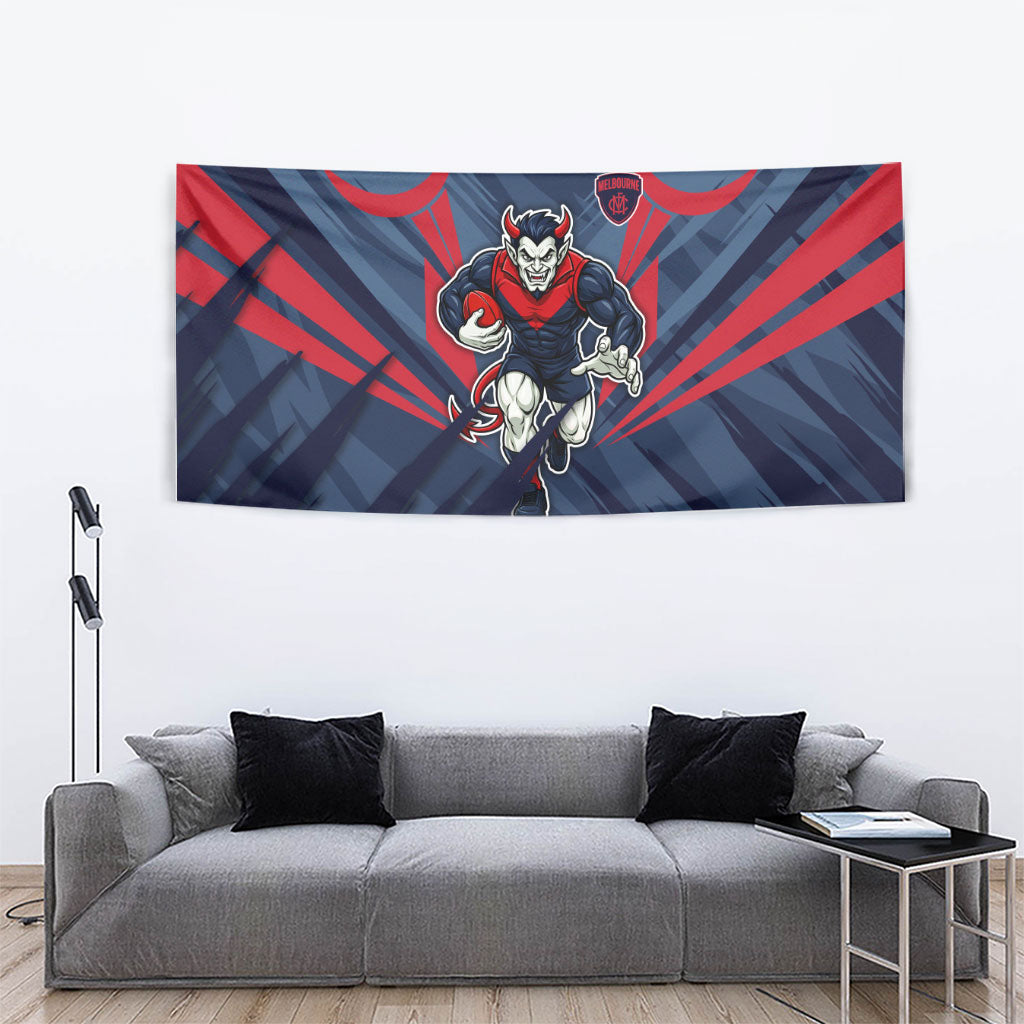 Melbourne Demons Australian Football Tapestry Fierce Devil Mascot - Bold Team Colors