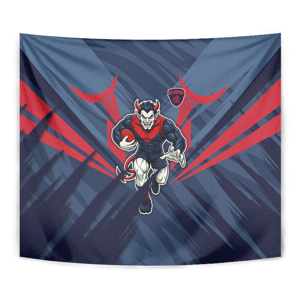 Melbourne Demons Australian Football Tapestry Fierce Devil Mascot - Bold Team Colors