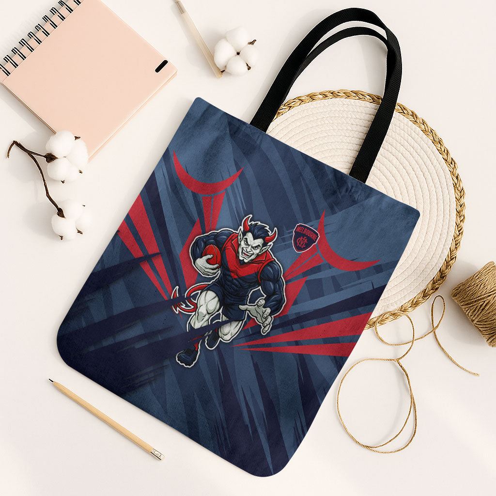 Melbourne Demons Australian Football Tote Bag Fierce Devil Mascot - Bold Team Colors