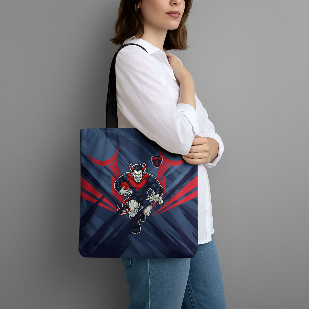 Melbourne Demons Australian Football Tote Bag Fierce Devil Mascot - Bold Team Colors