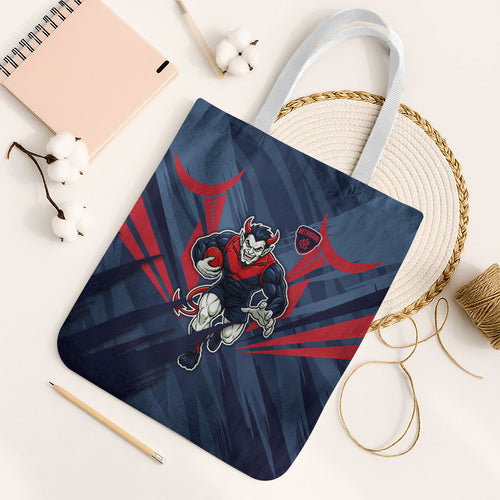 Melbourne Demons Australian Football Tote Bag Fierce Devil Mascot - Bold Team Colors