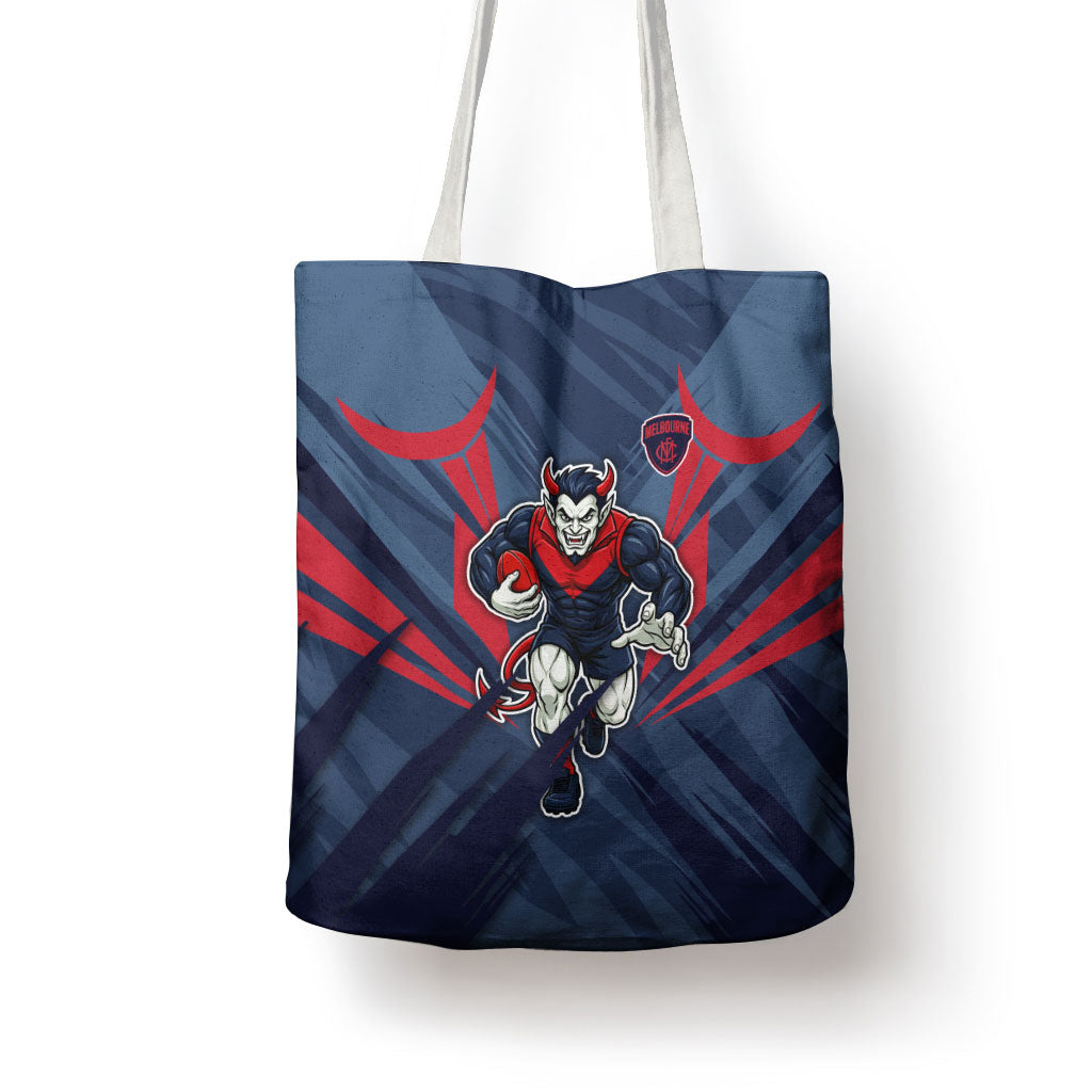Melbourne Demons Australian Football Tote Bag Fierce Devil Mascot - Bold Team Colors