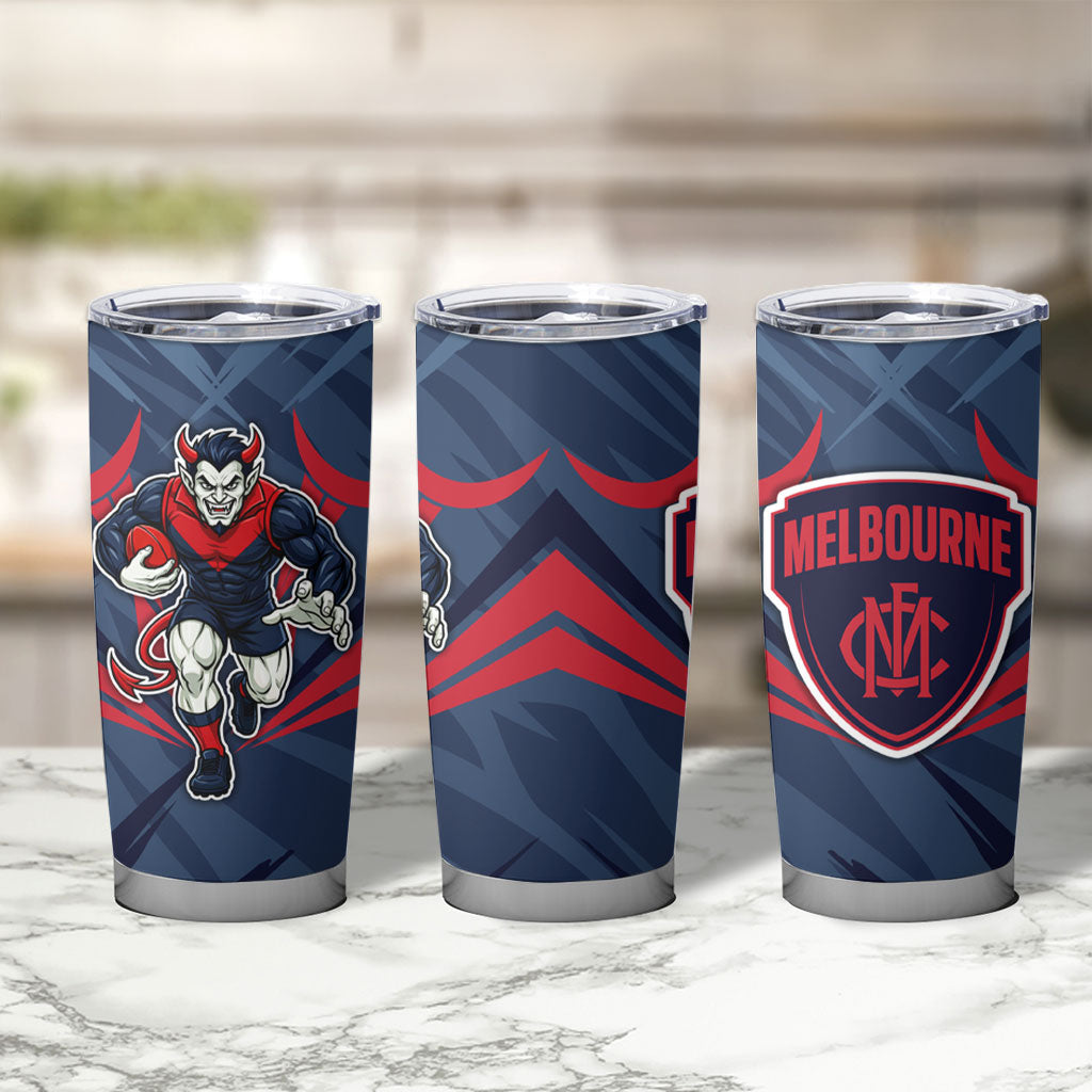 Melbourne Demons Australian Football Tumbler Cup Fierce Devil Mascot - Bold Team Colors