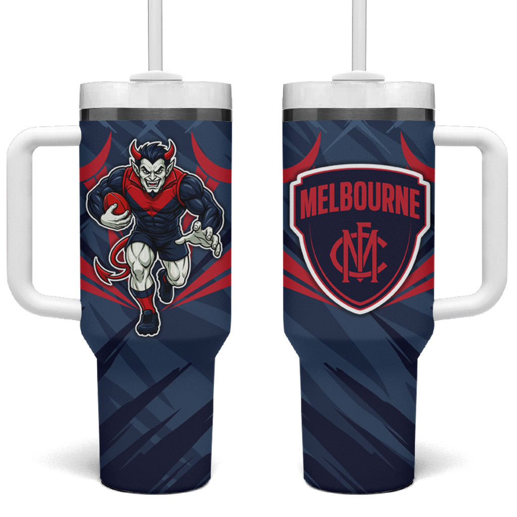Melbourne Demons Australian Football Tumbler With Handle Fierce Devil Mascot - Bold Team Colors