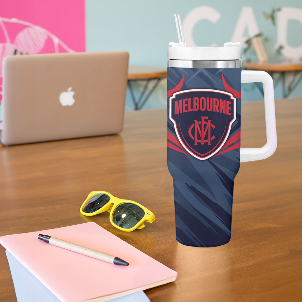 Melbourne Demons Australian Football Tumbler With Handle Fierce Devil Mascot - Bold Team Colors