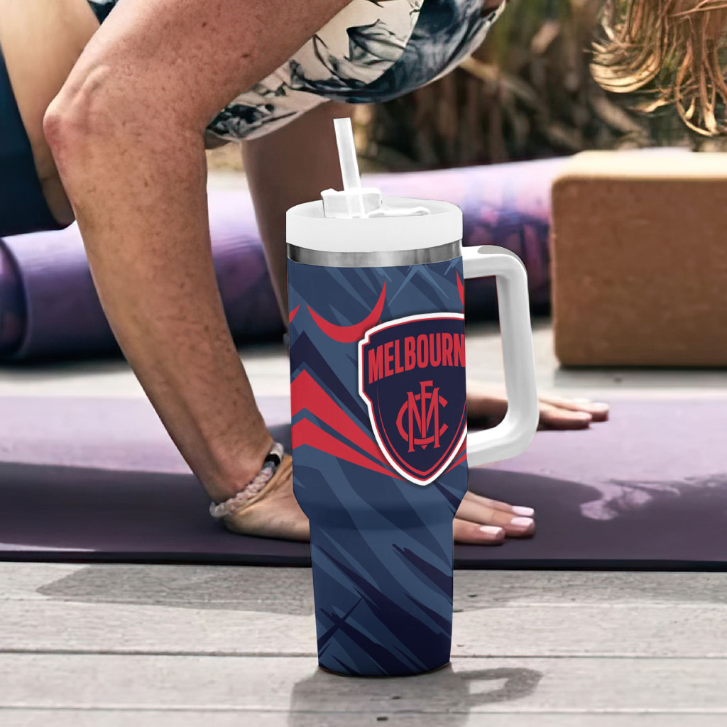 Melbourne Demons Australian Football Tumbler With Handle Fierce Devil Mascot - Bold Team Colors