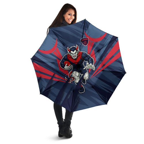Melbourne Demons Australian Football Umbrella Fierce Devil Mascot - Bold Team Colors
