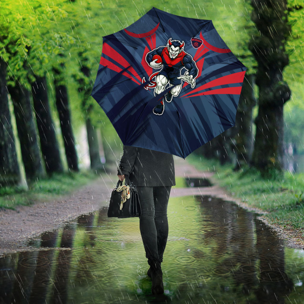 Melbourne Demons Australian Football Umbrella Fierce Devil Mascot - Bold Team Colors