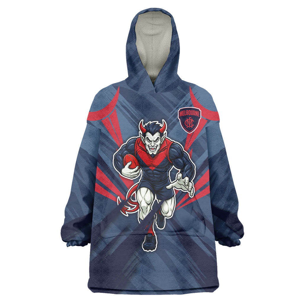 Melbourne Demons Australian Football Wearable Blanket Hoodie Fierce Devil Mascot - Bold Team Colors