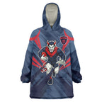 Melbourne Demons Australian Football Wearable Blanket Hoodie Fierce Devil Mascot - Bold Team Colors