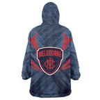 Melbourne Demons Australian Football Wearable Blanket Hoodie Fierce Devil Mascot - Bold Team Colors