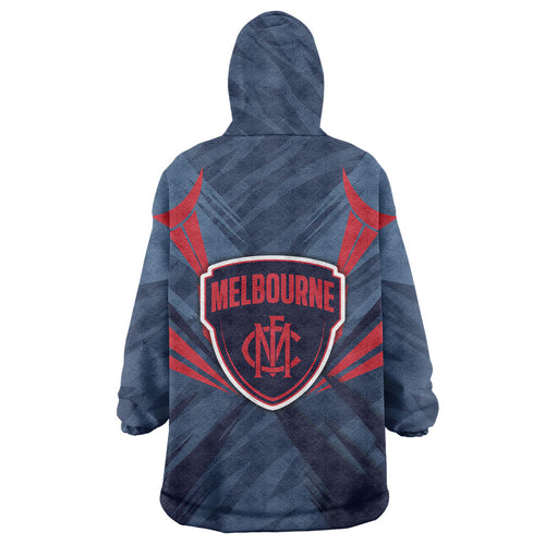 Melbourne Demons Australian Football Wearable Blanket Hoodie Fierce Devil Mascot - Bold Team Colors