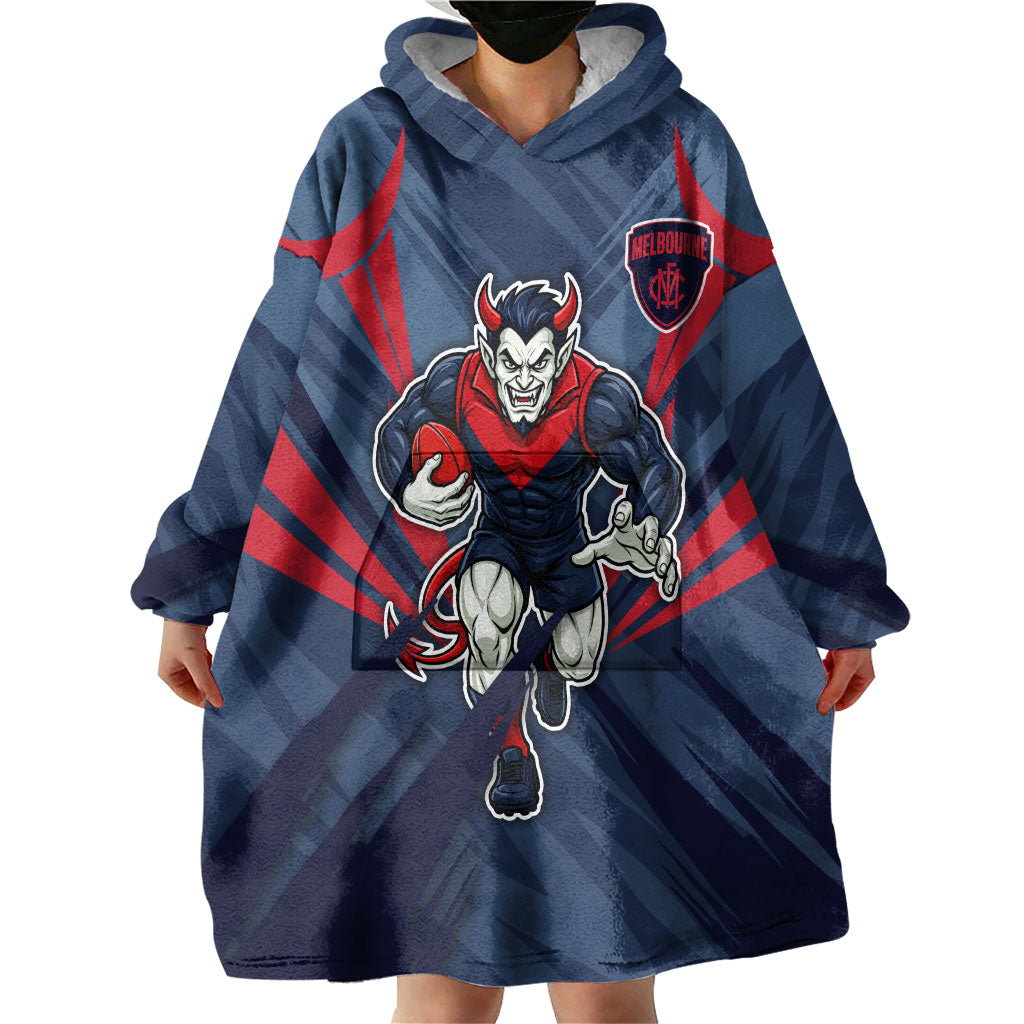 Melbourne Demons Australian Football Wearable Blanket Hoodie Fierce Devil Mascot - Bold Team Colors