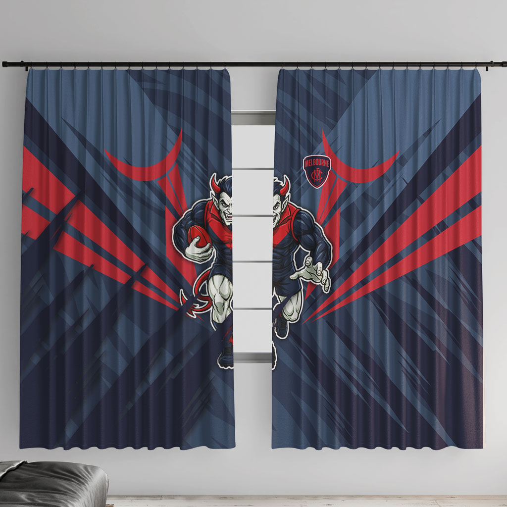 Melbourne Demons Australian Football Window Curtain Fierce Devil Mascot - Bold Team Colors