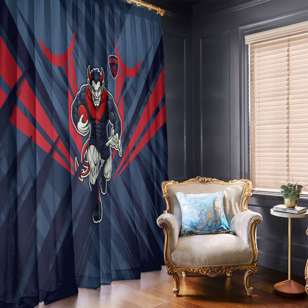 Melbourne Demons Australian Football Window Curtain Fierce Devil Mascot - Bold Team Colors