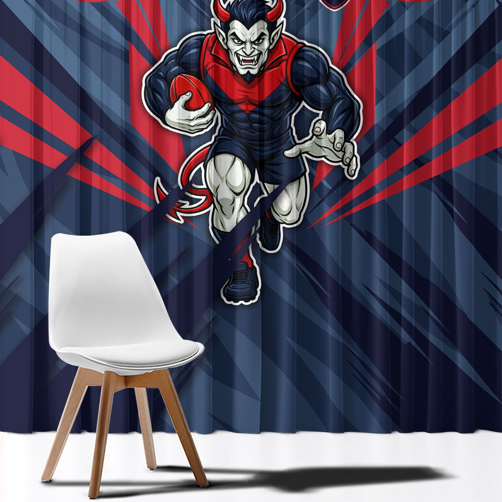 Melbourne Demons Australian Football Window Curtain Fierce Devil Mascot - Bold Team Colors