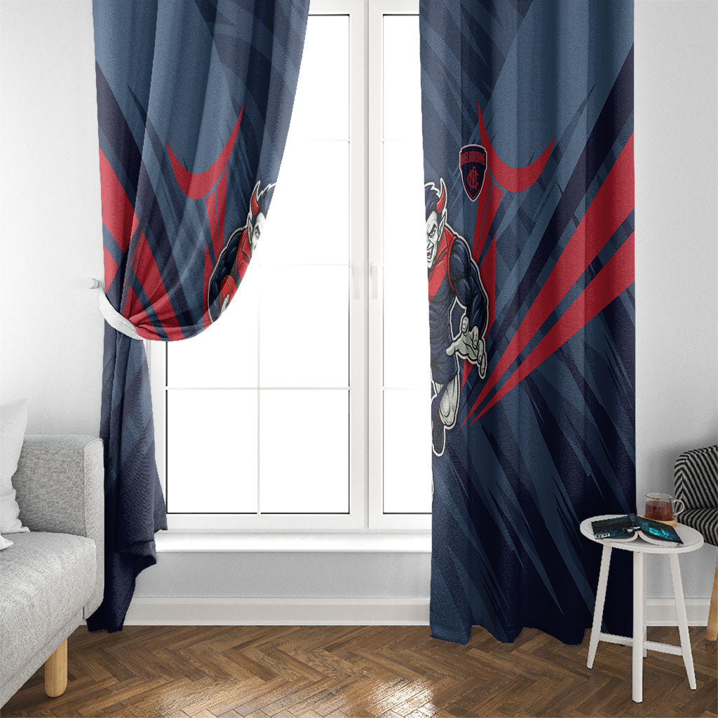Melbourne Demons Australian Football Window Curtain Fierce Devil Mascot - Bold Team Colors