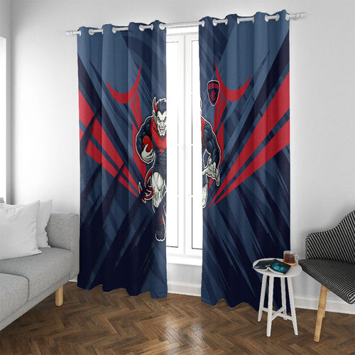 Melbourne Demons Australian Football Window Curtain Fierce Devil Mascot - Bold Team Colors