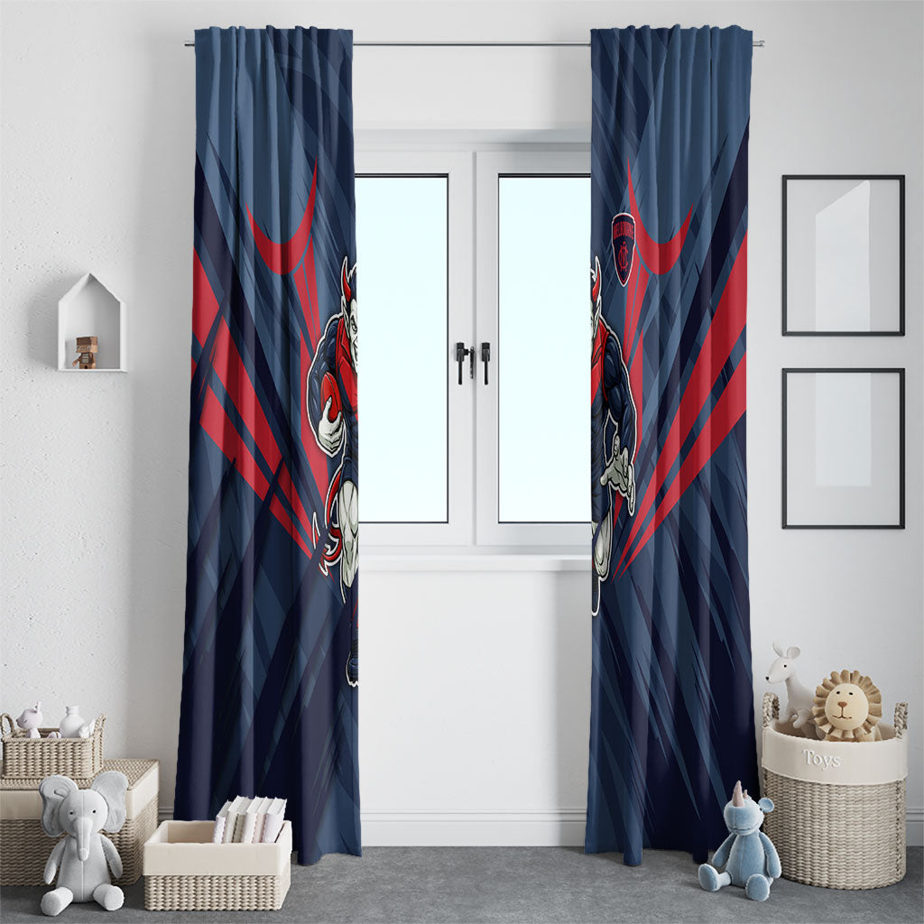 Melbourne Demons Australian Football Window Curtain Fierce Devil Mascot - Bold Team Colors