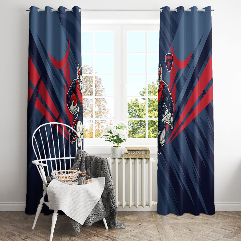 Melbourne Demons Australian Football Window Curtain Fierce Devil Mascot - Bold Team Colors