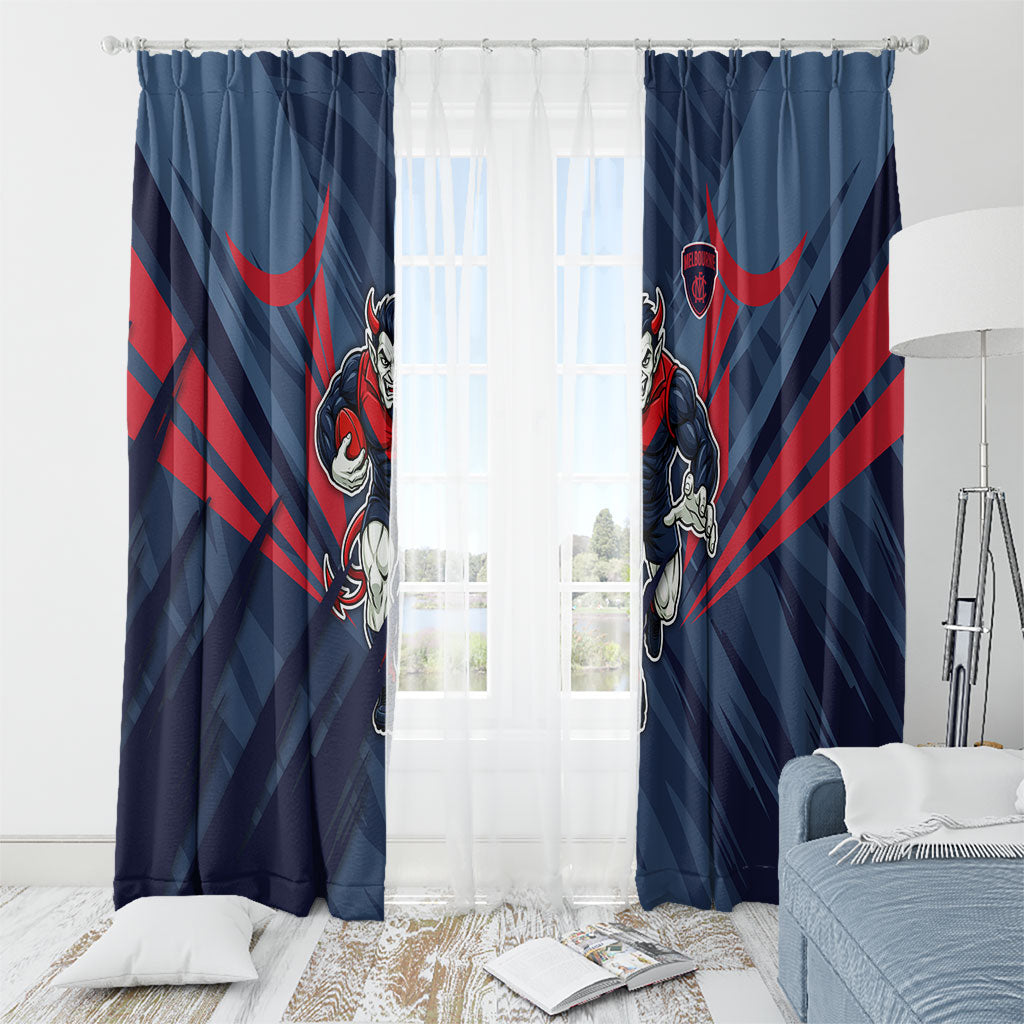 Melbourne Demons Australian Football Window Curtain Fierce Devil Mascot - Bold Team Colors
