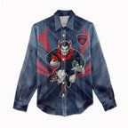 Melbourne Demons Australian Football Women Casual Shirt Fierce Devil Mascot - Bold Team Colors