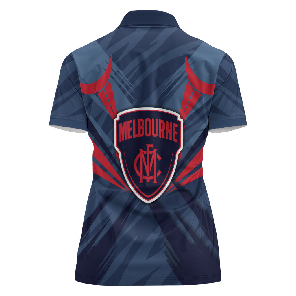 Melbourne Demons Australian Football Women Polo Shirt Fierce Devil Mascot - Bold Team Colors