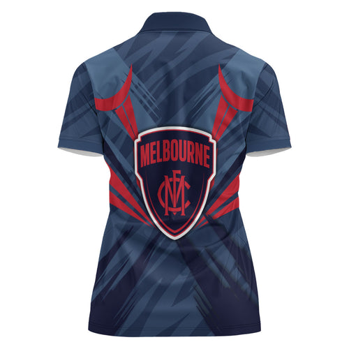 Melbourne Demons Australian Football Women Polo Shirt Fierce Devil Mascot - Bold Team Colors