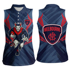 Melbourne Demons Australian Football Women Sleeveless Polo Shirt Fierce Devil Mascot - Bold Team Colors