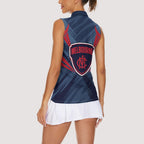 Melbourne Demons Australian Football Women Sleeveless Polo Shirt Fierce Devil Mascot - Bold Team Colors
