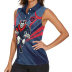 Melbourne Demons Australian Football Women Sleeveless Polo Shirt Fierce Devil Mascot - Bold Team Colors