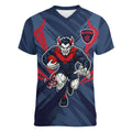 Melbourne Demons Australian Football Women V-Neck T-Shirt Fierce Devil Mascot - Bold Team Colors