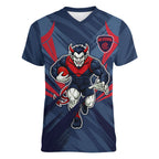Melbourne Demons Australian Football Women V-Neck T-Shirt Fierce Devil Mascot - Bold Team Colors