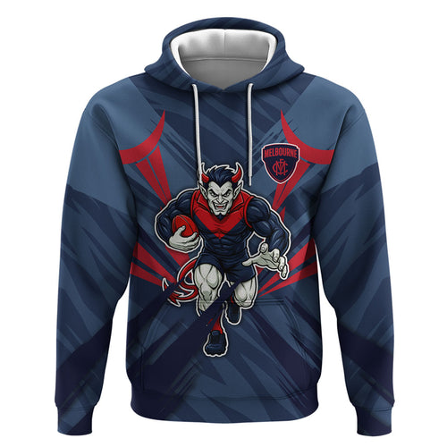 Melbourne Demons Australian Football Zip Hoodie Fierce Devil Mascot - Bold Team Colors