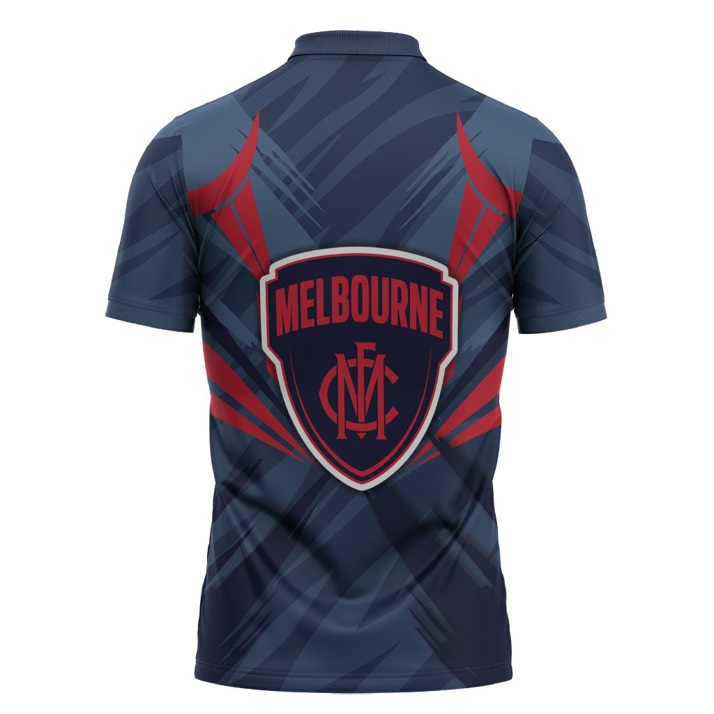 Melbourne Demons Australian Football Zipper Polo Shirt Fierce Devil Mascot - Bold Team Colors