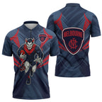 Melbourne Demons Australian Football Zipper Polo Shirt Fierce Devil Mascot - Bold Team Colors