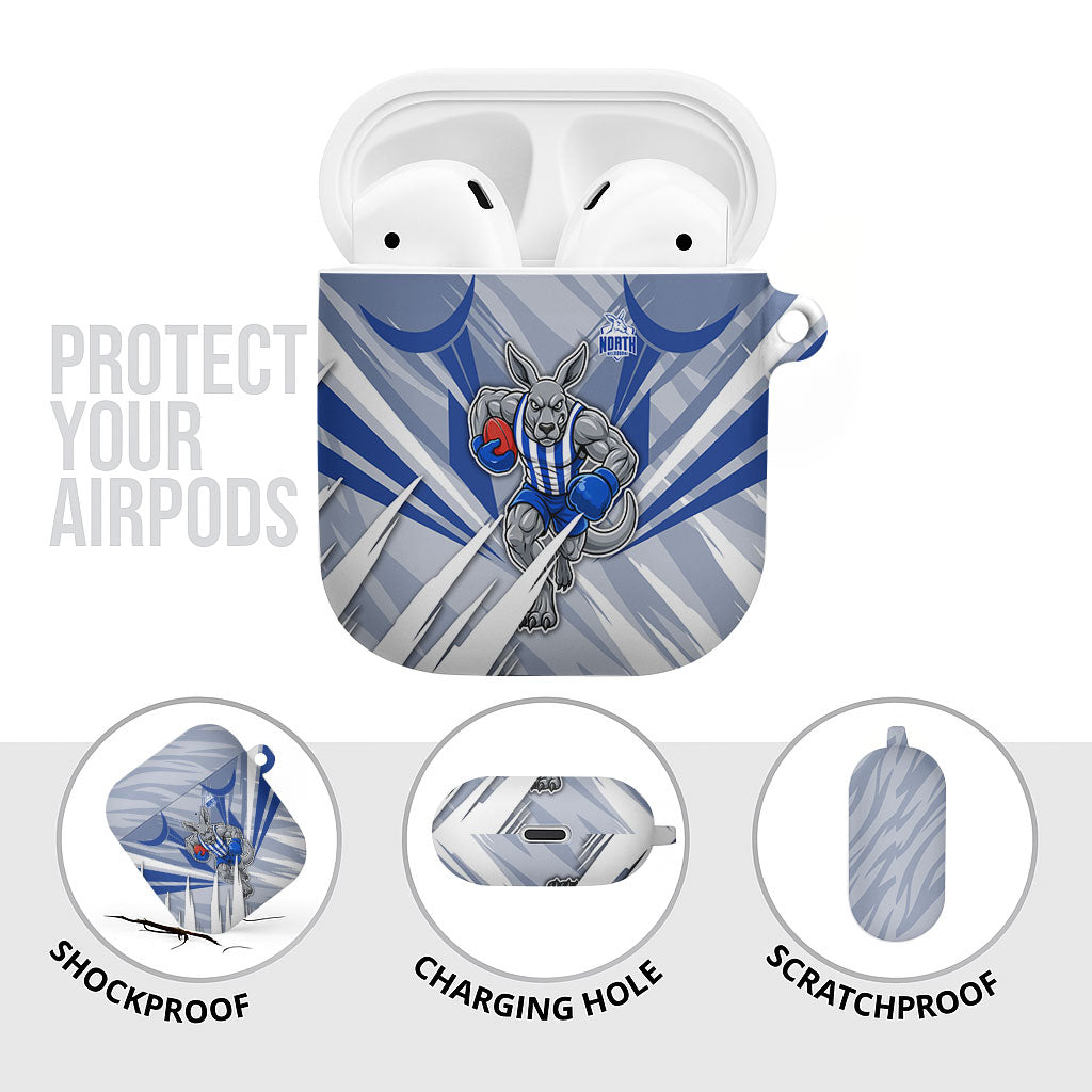 North Melbourne Kangaroos Australian Football AirPods Case Powerful Kangaroo Mascot - Bold Team Colors