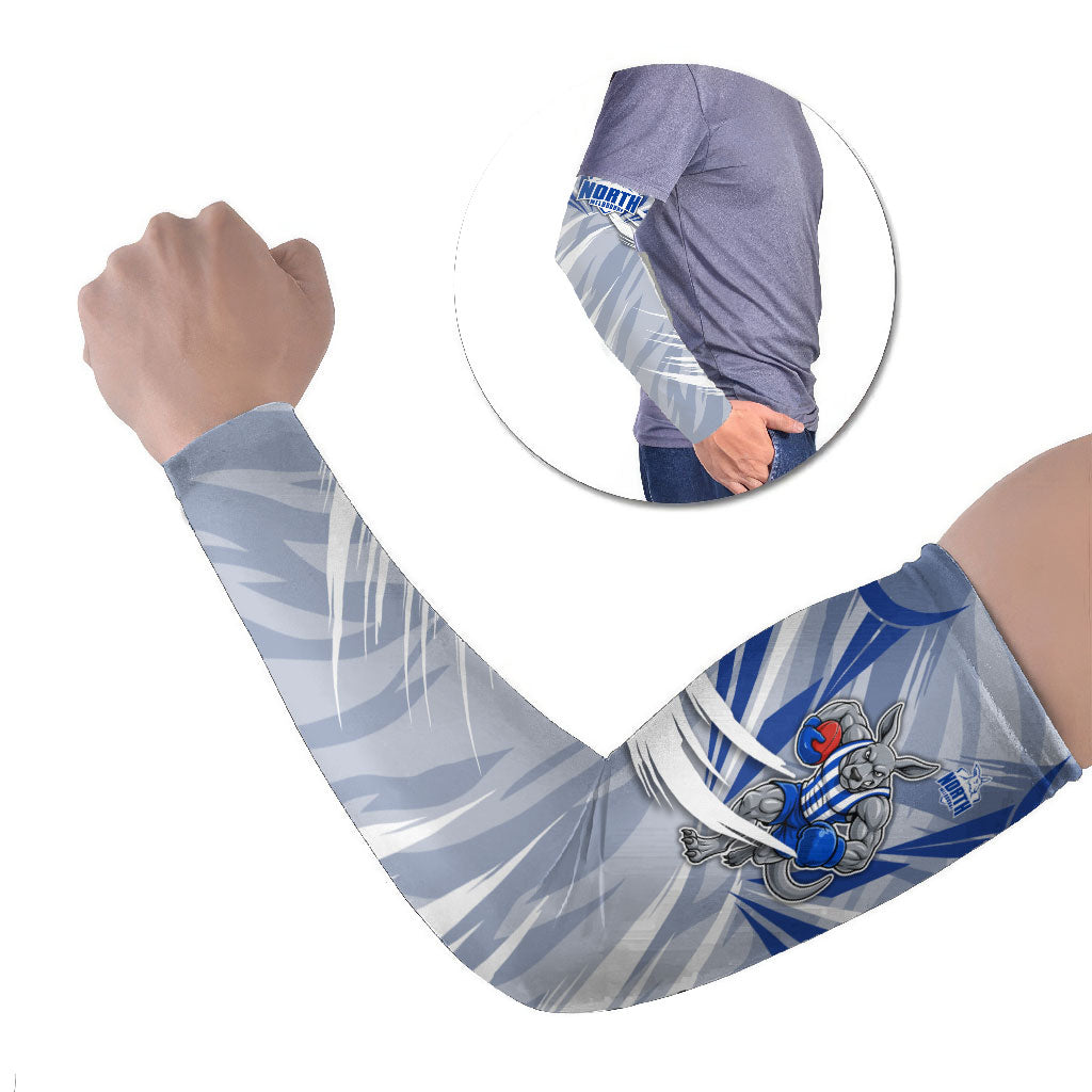North Melbourne Kangaroos Australian Football Arm Sleeves Powerful Kangaroo Mascot - Bold Team Colors