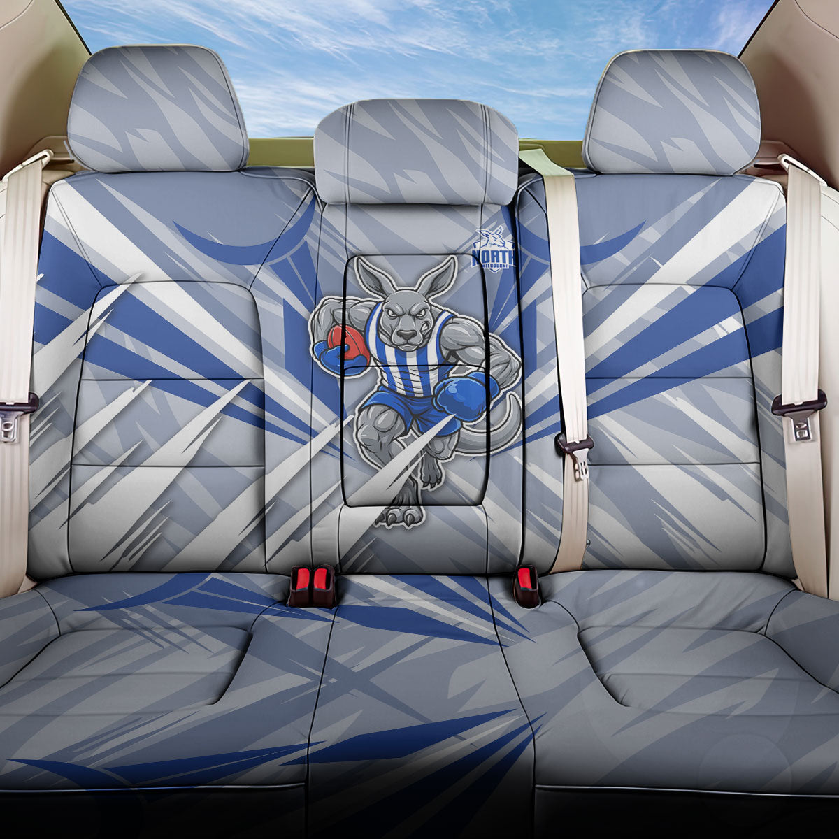North Melbourne Kangaroos Australian Football Back Car Seat Cover Powerful Kangaroo Mascot - Bold Team Colors