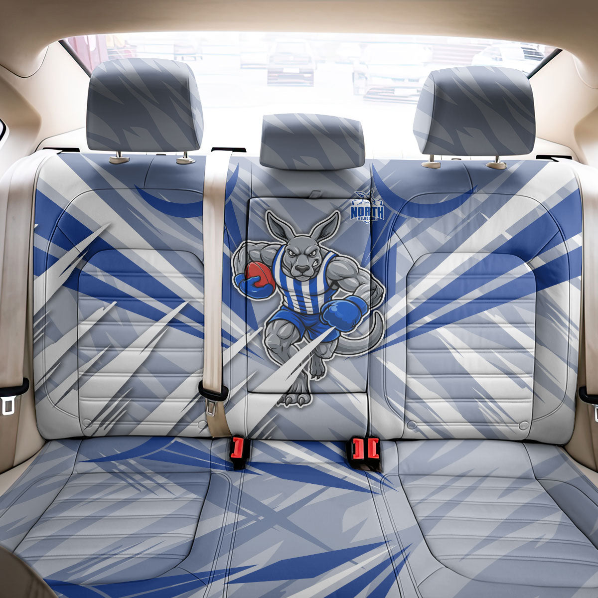 North Melbourne Kangaroos Australian Football Back Car Seat Cover Powerful Kangaroo Mascot - Bold Team Colors
