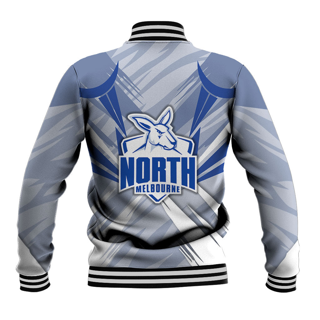 North Melbourne Kangaroos Australian Football Baseball Jacket Powerful Kangaroo Mascot - Bold Team Colors