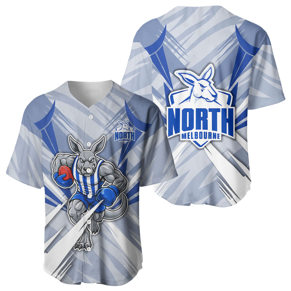 North Melbourne Kangaroos Australian Football Baseball Jersey Powerful Kangaroo Mascot - Bold Team Colors